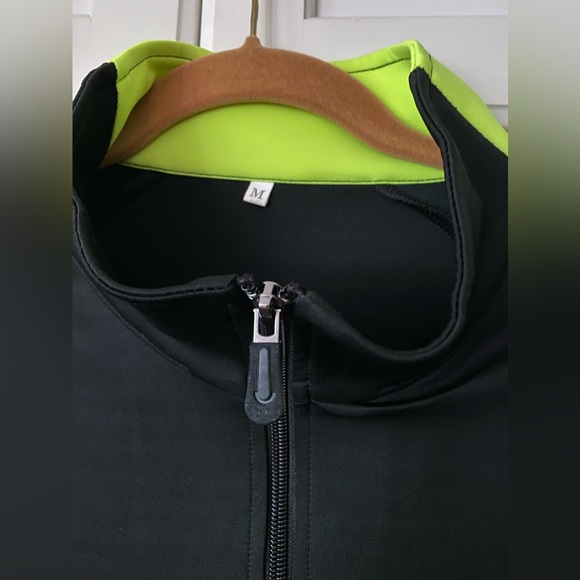 Black neon yellow full zip track jacket. Tempora print on chest. Unisex. men's M - Picture 5 of 7